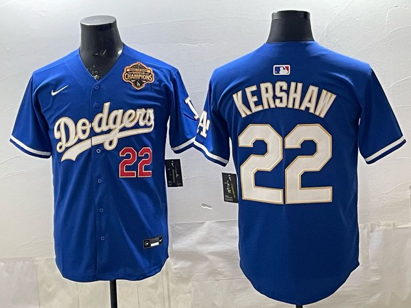 2026 Men Nike Los Angeles Dodgers #22 Kershaw Blue gold Game MLB Jersey 005->los angeles dodgers->MLB Jersey
